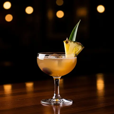 Algonquin cocktail made with whiskey, served in a coupe
