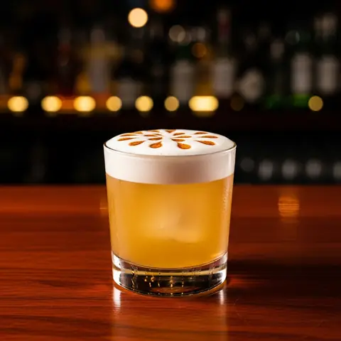 Amaretto Sour cocktail made with other, served in a rocks glass