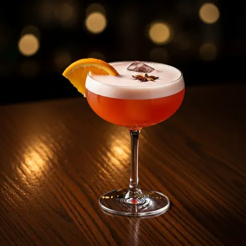 Aperol Sour cocktail made with other, served in a coupe