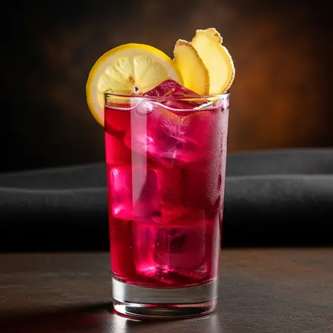 Beet Ginger Lemon Cooler cocktail made with none, served in a highball glass