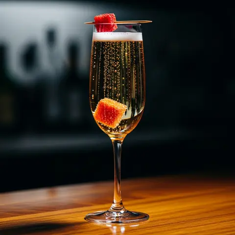 Champagne Cocktail cocktail made with champagne, served in a champagne flute
