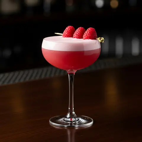 Clover Club cocktail made with gin, served in a coupe