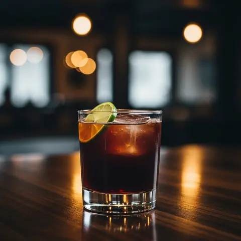 Corn 'n Oil cocktail made with rum, served in a rocks glass