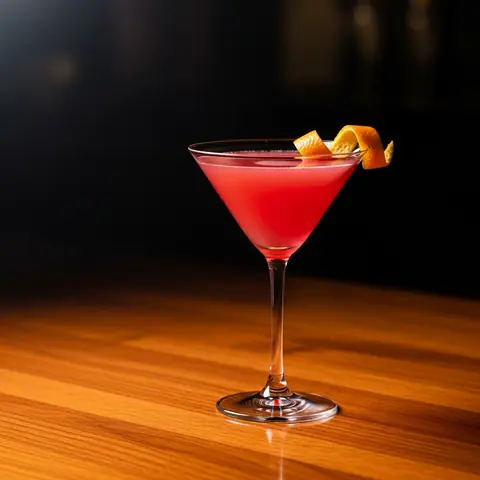 Cosmopolitan cocktail made with vodka, served in a martini glass