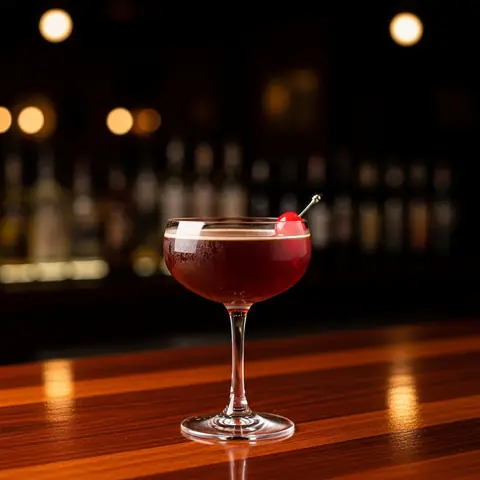 De La Louisiane cocktail made with whiskey, served in a coupe