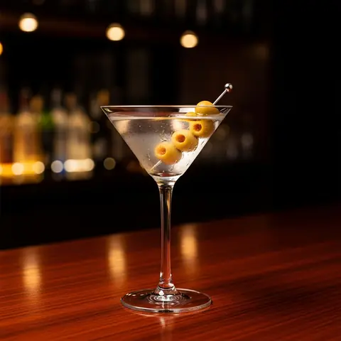 Dirty Martini cocktail made with vodka, served in a martini glass