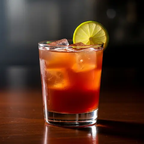 El Diablo cocktail made with tequila, served in a highball glass