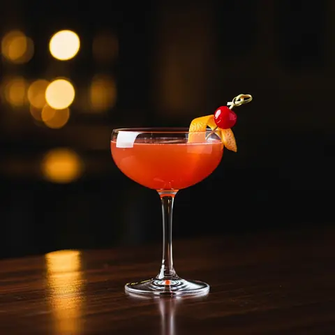 El Presidente cocktail made with rum, served in a coupe