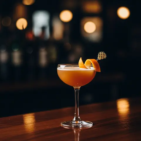 Frisco Sour cocktail made with whiskey, served in a coupe
