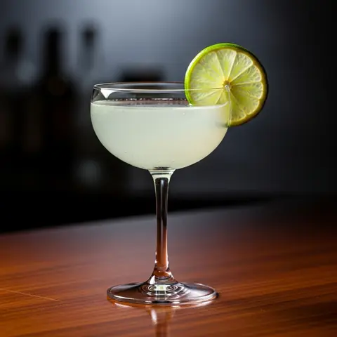 Gimlet cocktail made with gin, served in a coupe