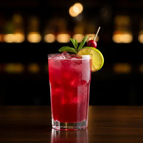Hibiscus Iced Cooler cocktail made with none, served in a highball glass