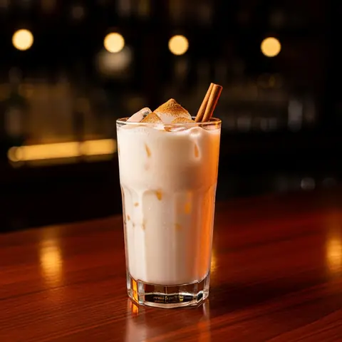 Horchata cocktail made with none, served in a highball glass