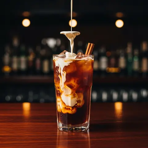 Iced Masala Chai Fizz cocktail made with none, served in a highball glass