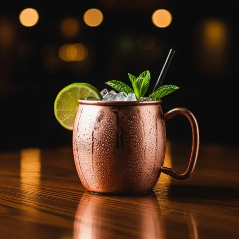 Irish Mule cocktail made with whiskey, served in a copper mug