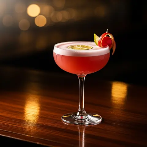 Jack Rose cocktail made with brandy, served in a coupe