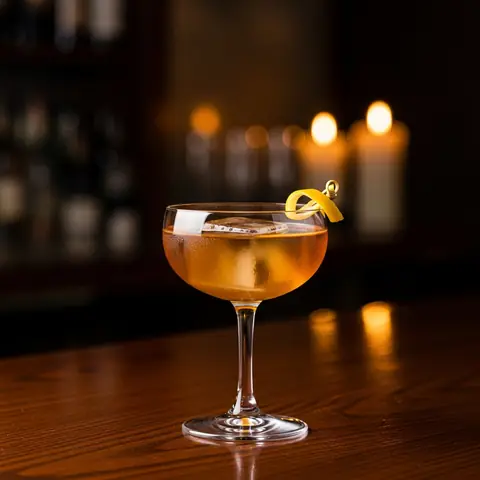 Japanese Cocktail cocktail made with brandy, served in a coupe