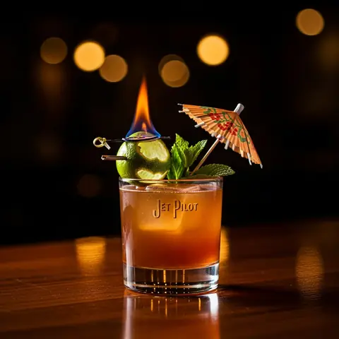 Jet Pilot cocktail made with rum, served in a rocks glass