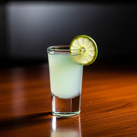 Kamikaze cocktail made with vodka, served in a shot glass