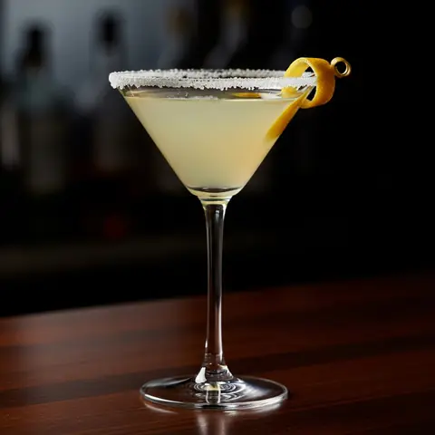 Lemon Drop Martini cocktail made with vodka, served in a martini glass