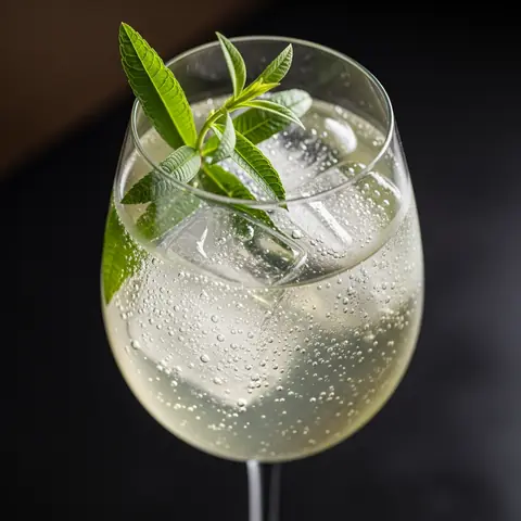Lemon Verbena Spritz cocktail made with none, served in a wine glass