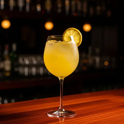 Limoncello Spritz cocktail made with other, served in a wine glass