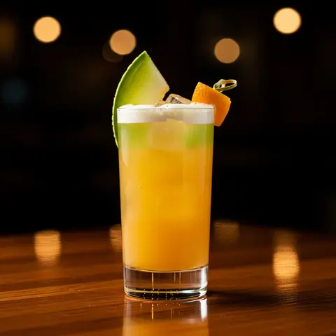 Melon Ball cocktail made with vodka, served in a highball glass