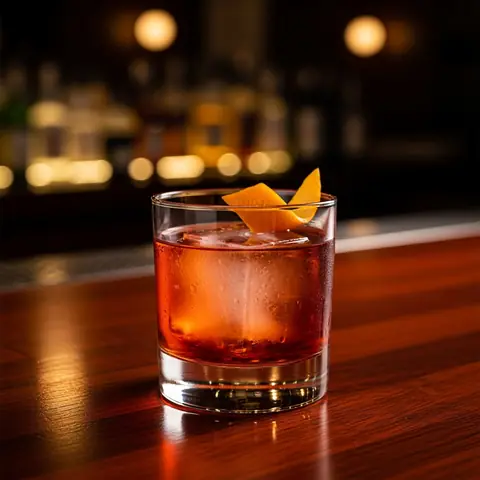 Mezcal Negroni cocktail made with mezcal, served in a rocks glass