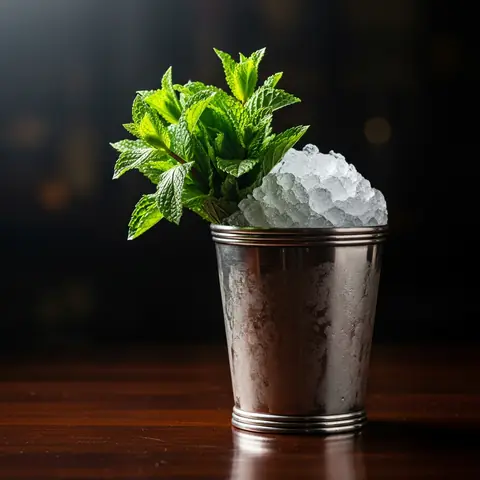Mint Julep cocktail made with whiskey, served in a julep cup