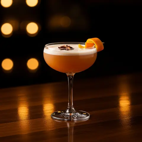 Montenegro Sour cocktail made with other, served in a coupe