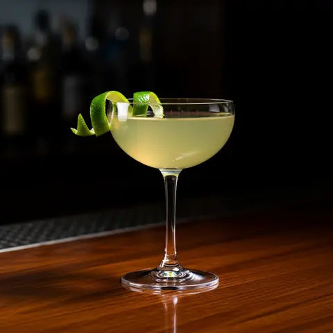 Naked and Famous cocktail made with mezcal, served in a coupe