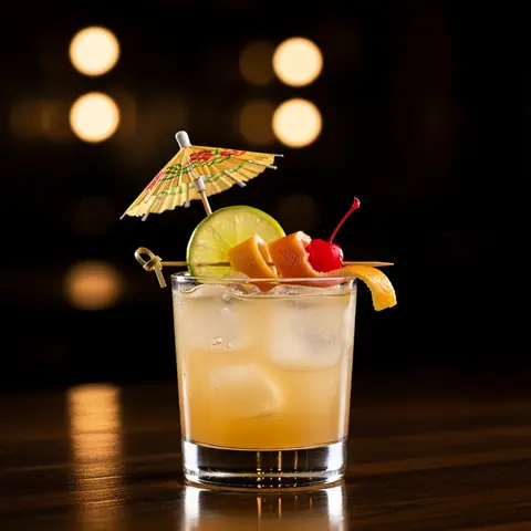 Navy Grog cocktail made with rum, served in a rocks glass