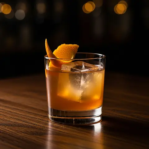 Oaxaca Old Fashioned cocktail made with mezcal, served in a rocks glass