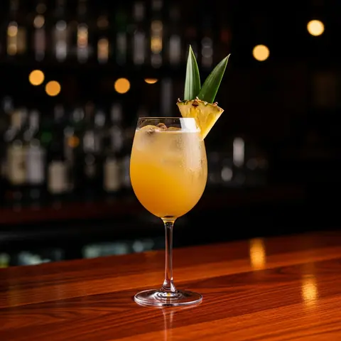 Pisco Punch cocktail made with brandy, served in a wine glass