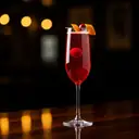 Poinsettia cocktail made with champagne