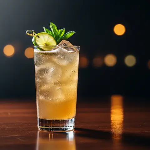 Presbyterian cocktail made with whiskey, served in a highball glass