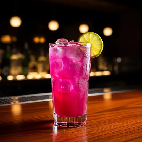 Prickly Pear Lime Soda cocktail made with none, served in a highball glass