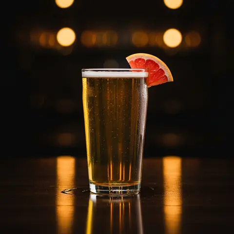 Radler cocktail made with beer, served in a pint glass