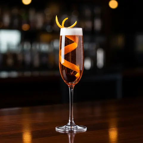 Seelbach Cocktail cocktail made with whiskey, served in a champagne flute
