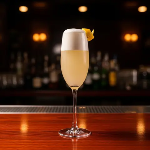 Sgroppino cocktail made with champagne, served in a champagne flute