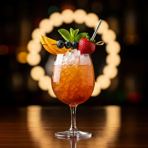 Sherry Cobbler cocktail made with wine, served in a goblet