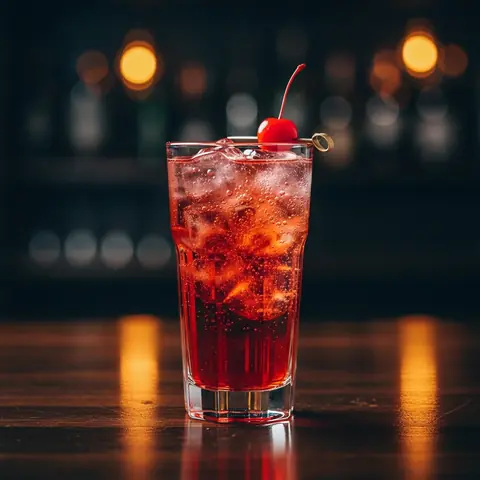 Shirley Temple cocktail made with none, served in a highball glass