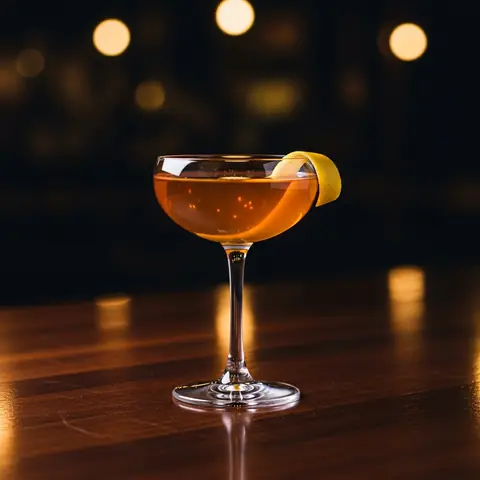Sidecar cocktail made with brandy, served in a coupe