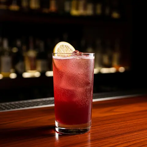 Sloe Gin Fizz cocktail made with gin, served in a highball glass