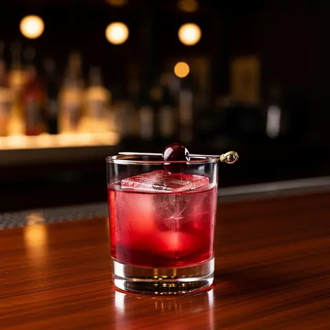Sour Cherry Shrub Soda cocktail made with none, served in a rocks glass