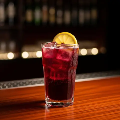 Tinto de Verano cocktail made with wine, served in a highball glass