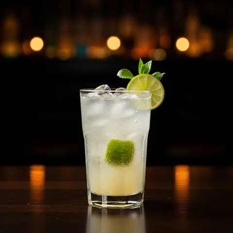 Virgin Lime Rickey cocktail made with none, served in a highball glass