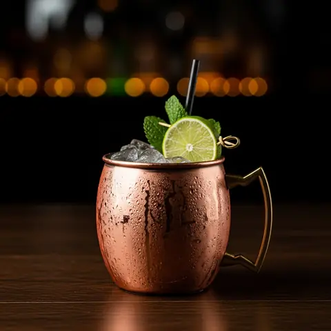 Virgin Moscow Mule cocktail made with none, served in a copper mug