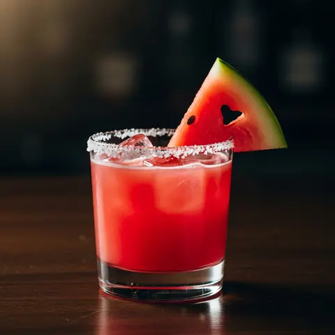 Watermelon Margarita cocktail made with tequila, served in a rocks glass