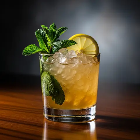 Whiskey Smash cocktail made with whiskey, served in a rocks glass