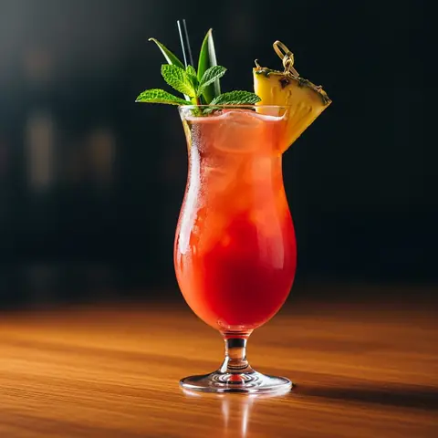 Zombie cocktail made with rum, served in a hurricane glass